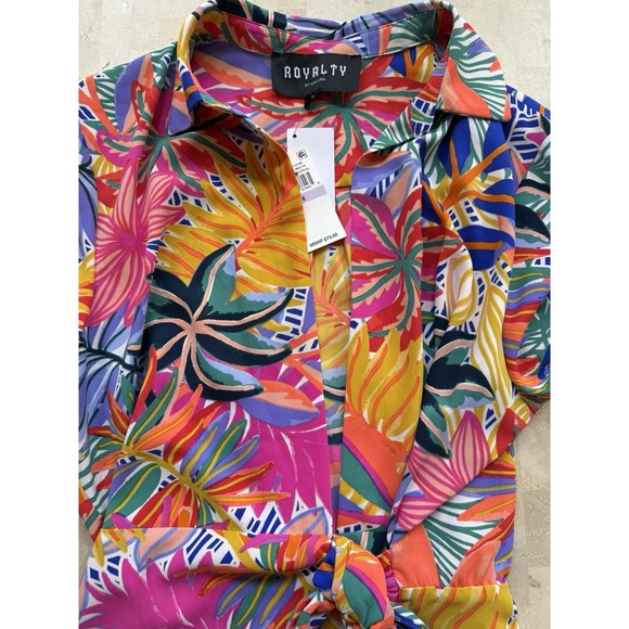 Royalty By Maluma Women's Tropical Wrap Dress Mini Farm Rio Beach Miami NWT Sz 6 - Picture 10 of 11